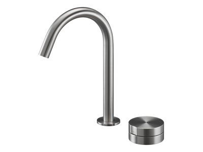 Смеситель для раковины CeaDesign Giotto Plus, на 2 отверстия, H-235 мм, поворотный излив, сталь, цвет сатинированная бронза