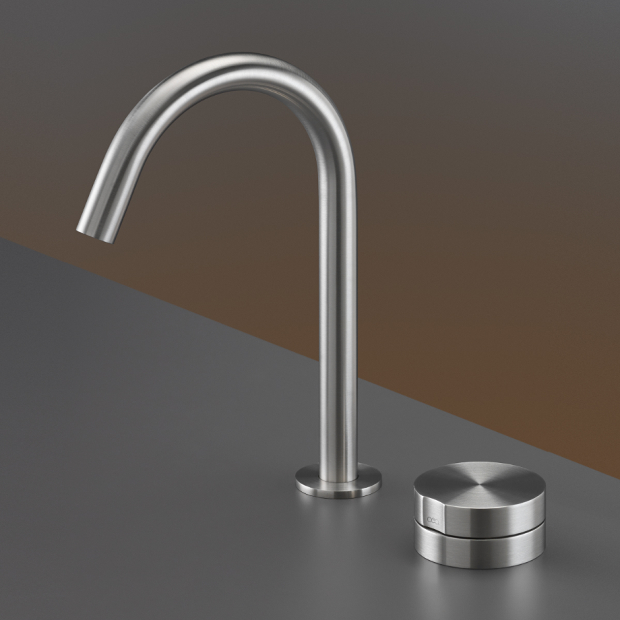 Смеситель для раковины CeaDesign Giotto Plus, на 2 отверстия, H-235 мм, поворотный излив, сталь, цвет сатинированная бронза - изображение 1