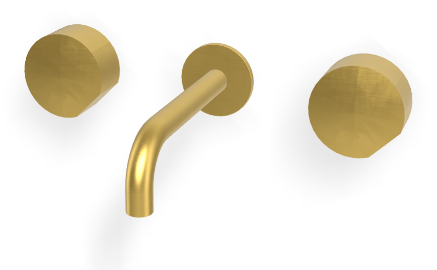 Смеситель для раковины Carlo Frattini SO, настенный, без ручек, с донным клапаном Click-Clack, L-159 мм, внешняя часть, цвет золото брашированное