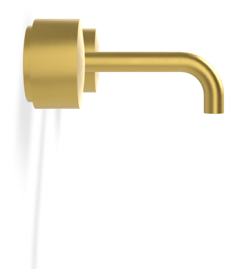 Смеситель для раковины Carlo Frattini SO, настенный, без ручек, с донным клапаном Click-Clack, L-159 мм, внешняя часть, цвет золото брашированное - изображение 2