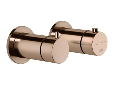 На изображении товар Термостат Gessi Anello, настенный, встраиваемый, на 2 потребителя, внешняя часть, цвет Copper PVD от официального представителя в Москве