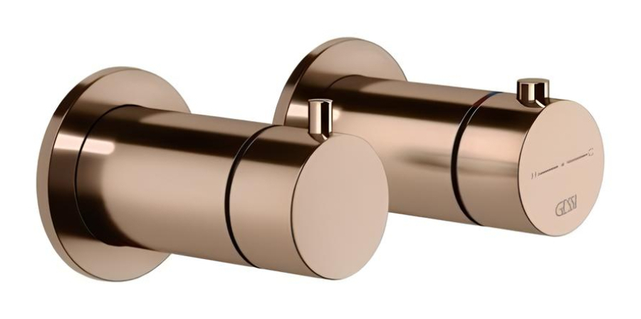 Термостат Gessi Anello, настенный, встраиваемый, на 2 потребителя, внешняя часть, цвет Copper PVD