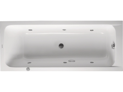 На изображении товар Ванна Duravit D-Code, встраиваемая, 1700х700 мм, гидромассаж Jet Project, центральный слив, цвет белый от официального представителя в Москве
