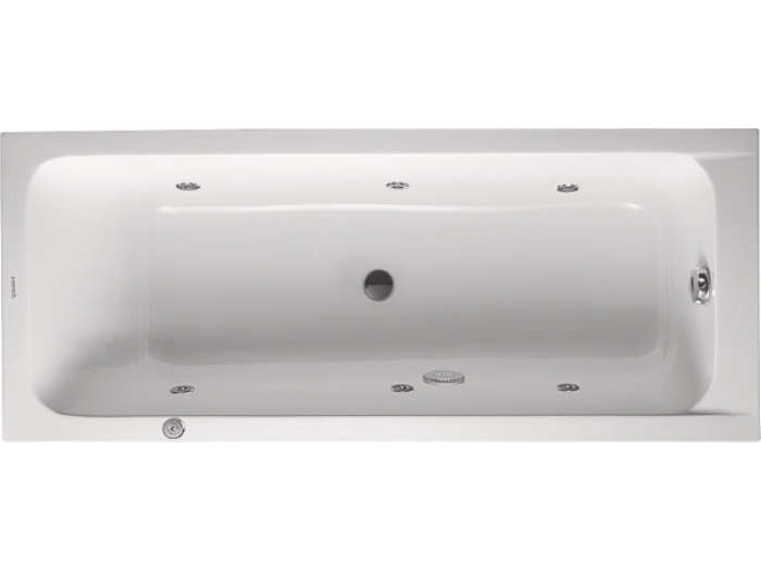 На изображении товар Ванна Duravit D-Code, встраиваемая, 1700х700 мм, гидромассаж Jet Project, центральный слив, цвет белый от официального представителя в Москве
