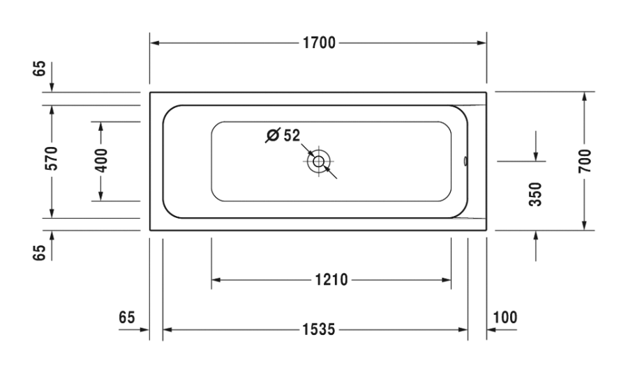 Ванна Duravit D-Code, встраиваемая, 1700х700 мм, гидромассаж Jet Project, центральный слив, цвет белый - изображение 1