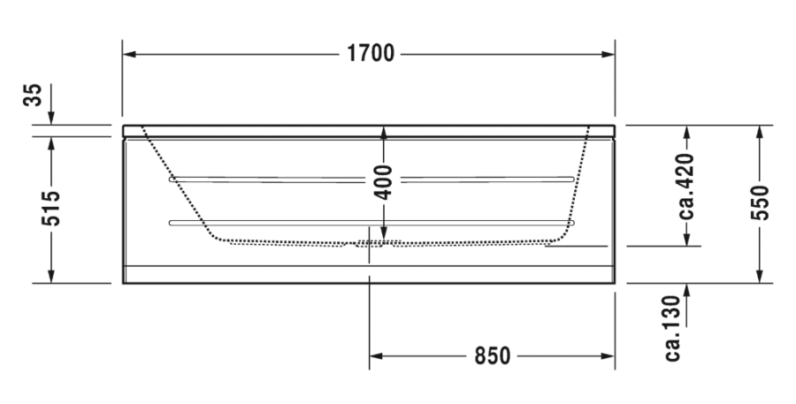 Ванна Duravit D-Code, встраиваемая, 1700х700 мм, гидромассаж Jet Project, центральный слив, цвет белый - изображение 3