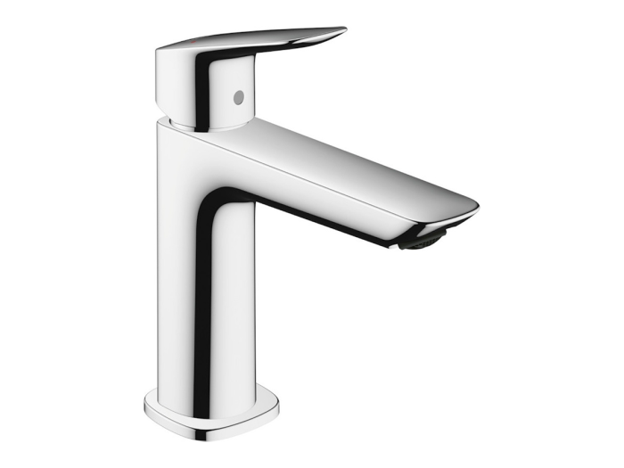На изображении товар Смеситель для раковины Hansgrohe Logis 110 Fine, однорычажный, с донным клапаном, цвет Хром от официального представителя в Москве