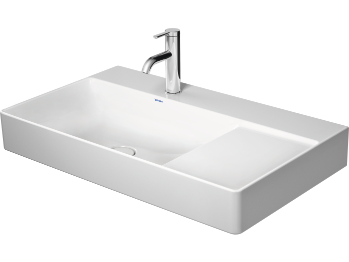На изображении товар Раковина Duravit DuraSquare для мебели, чаша слева, 800x470 мм, без перелива, без отверстия под смеситель, цвет белый от официального представителя в Москве