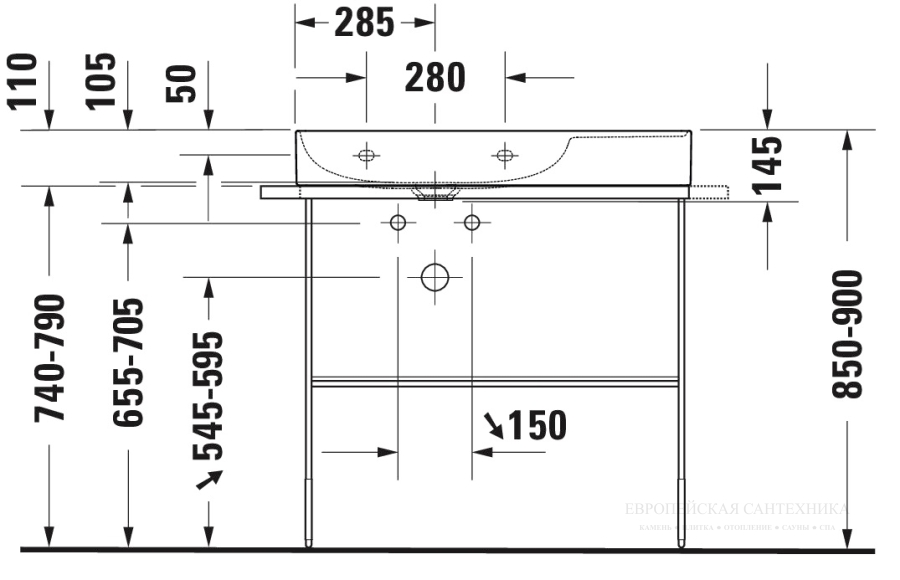 Раковина Duravit DuraSquare для мебели, чаша слева, 800x470 мм, без перелива, без отверстия под смеситель, цвет белый - изображение 5