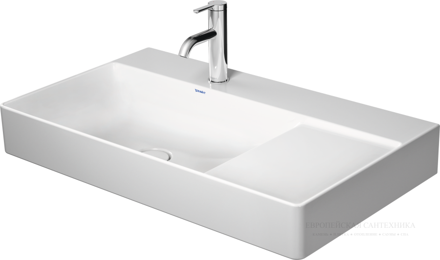 Раковина Duravit DuraSquare для мебели, чаша слева, 800x470 мм, без перелива, без отверстия под смеситель, цвет белый