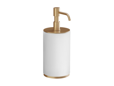 На изображении товар Дозатор Gessi Origini ⌀75хh199 мм, цвет White/Warm Bronze Brushed PVD от официального представителя в Москве
