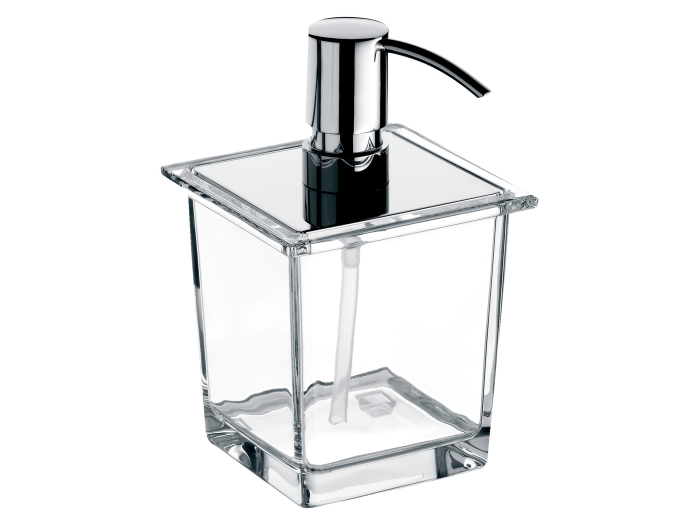 На изображении товар Дозатор мыла квадратный для релинга, Emco Liaison, 97.5 х 152.1 мм, стекло, хром от официального представителя в Москве