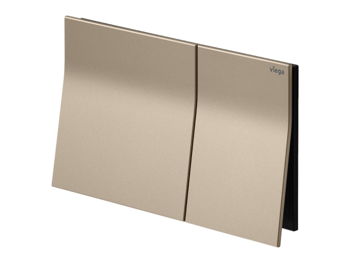 На изображении товар Панель смыва Viega Prevista Visign for More 200 для унитаза, цвет меди-золота матовый/чёрный от официального представителя в Москве