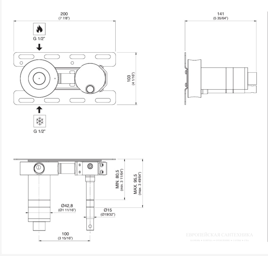 Скрытая часть CeaDesign BUILT-IN PARTS для встраиваемого смесителя, PTR 42 - изображение 1