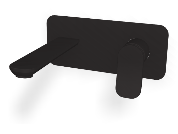 На изображении товар Смеситель для раковины Carlo Frattini Flo, настенный, с донным клапаном Click-Clack, L-164 мм, внешняя часть, цвет чёрный матовый от официального представителя в Москве