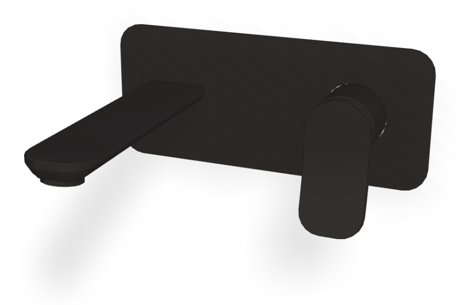 Смеситель для раковины Carlo Frattini Flo, настенный, с донным клапаном Click-Clack, L-164 мм, внешняя часть, цвет чёрный матовый