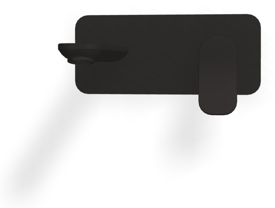 Смеситель для раковины Carlo Frattini Flo, настенный, с донным клапаном Click-Clack, L-164 мм, внешняя часть, цвет чёрный матовый - изображение 1