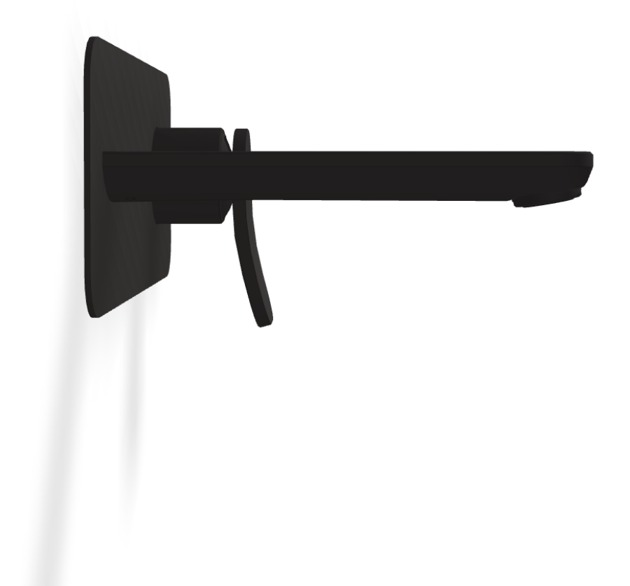 Смеситель для раковины Carlo Frattini Flo, настенный, с донным клапаном Click-Clack, L-164 мм, внешняя часть, цвет чёрный матовый - изображение 2