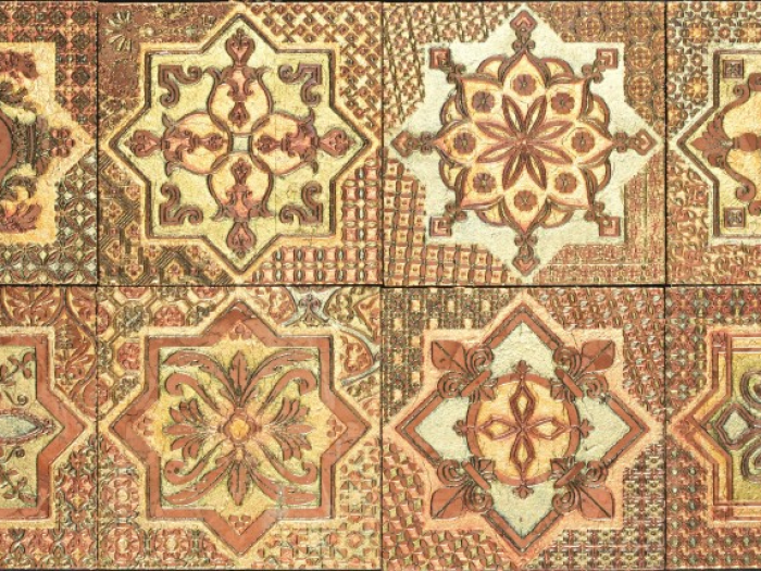 На изображении товар Akros Venezia Камень Decorative Art I mosaici Rinascimento Rosso Asiago Gold 8 inserti 14,8X14,8X1 от официального представителя в Москве