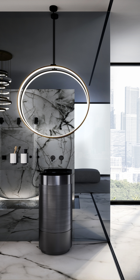 Cтакан Gessi316, настенный, h126хØ75 мм, цвет White/Black Metal Brushed PVD - изображение 2