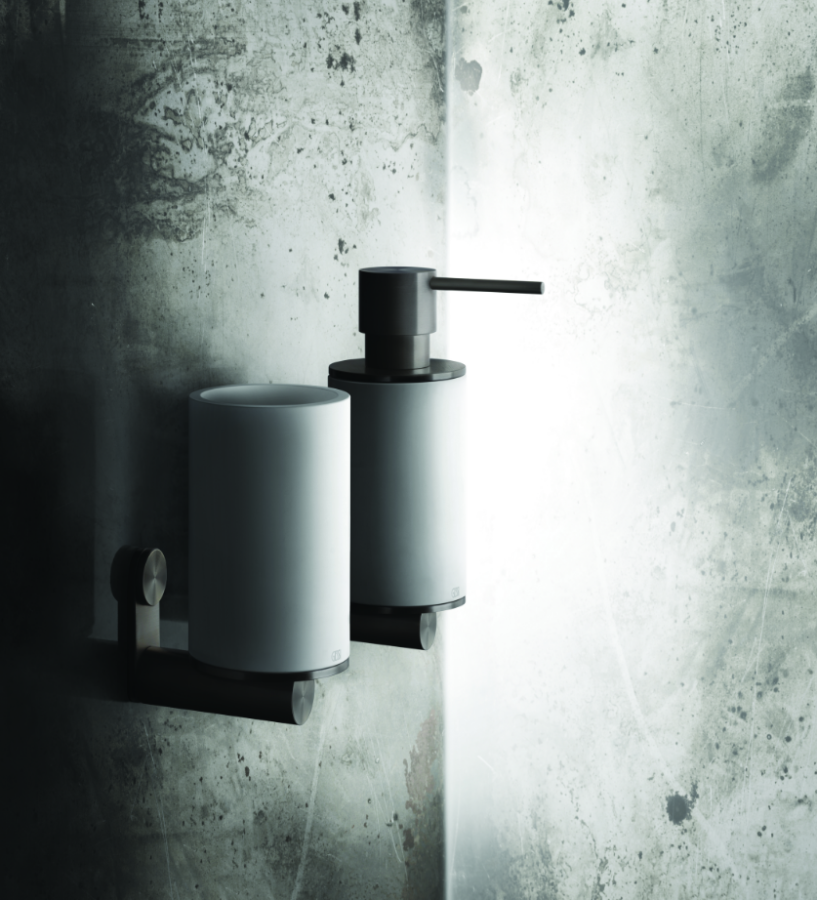 Cтакан Gessi316, настенный, h126хØ75 мм, цвет White/Black Metal Brushed PVD - изображение 1