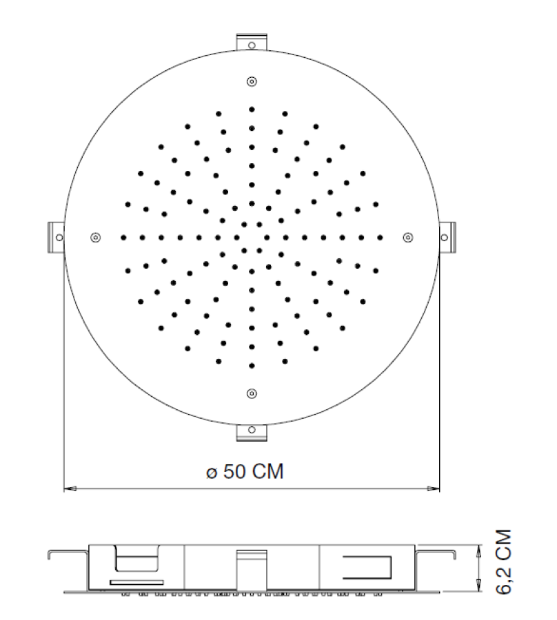 Верхний душ Carlo Frattini Wellness, потолочный, Ø500 мм, цвет никель брашированный - изображение 1
