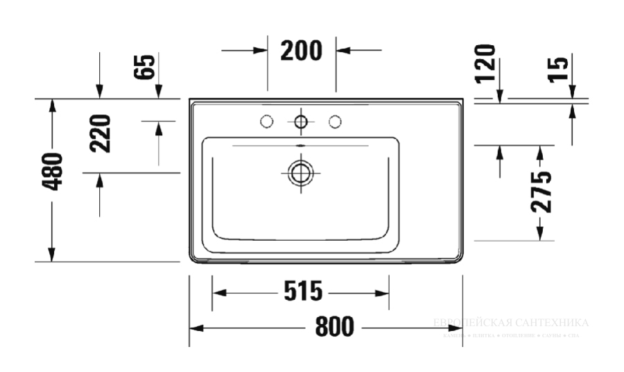 Раковина Duravit D-Neo для мебели, 800x480 мм, чаша слева, на 1 отверстие под смеситель, цвет белый с покрытием WonderGliss - изображение 8