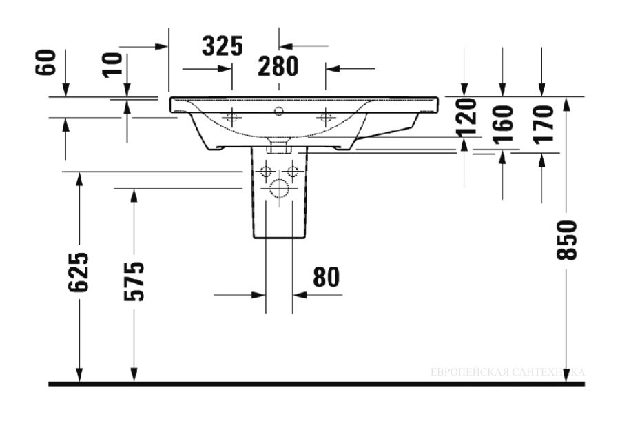 Раковина Duravit D-Neo для мебели, 800x480 мм, чаша слева, на 1 отверстие под смеситель, цвет белый с покрытием WonderGliss - изображение 9