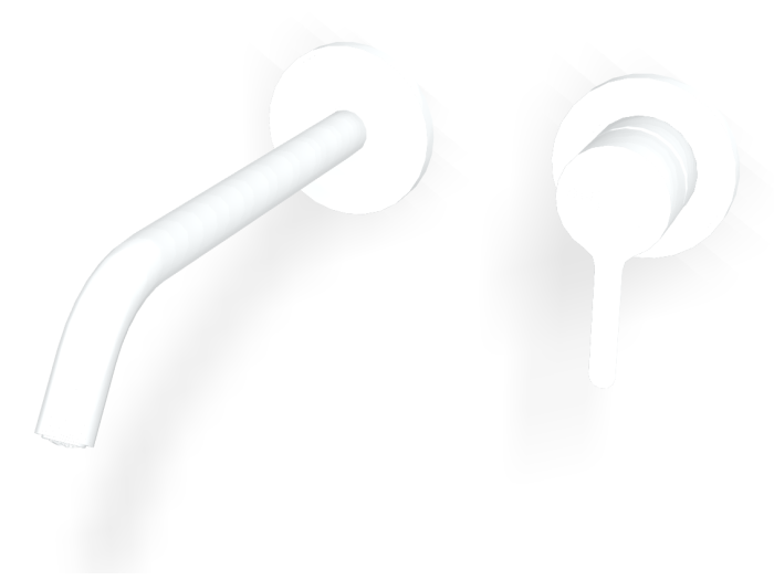 На изображении товар Смеситель для раковины Carlo Frattini Snap, настенный, с донным клапаном Click-Clack, аэратором, излив 200 мм, внешняя часть, цвет белый матовый от официального представителя в Москве