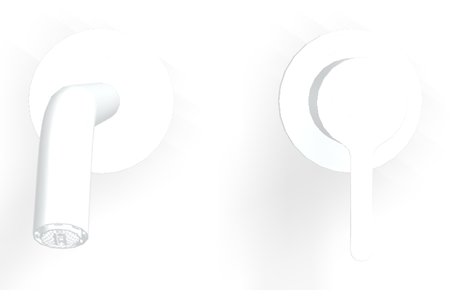 Смеситель для раковины Carlo Frattini Snap, настенный, с донным клапаном Click-Clack, аэратором, излив 200 мм, внешняя часть, цвет белый матовый - изображение 1