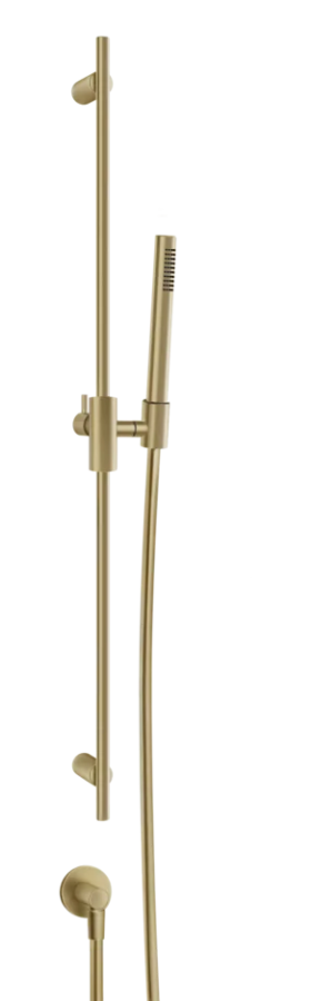 Душевой гарнитур Gessi Habito, штанга h900 мм, ручной душ, держатель, настенное шланговое подсоединение, цвет Brushed Brass PVD