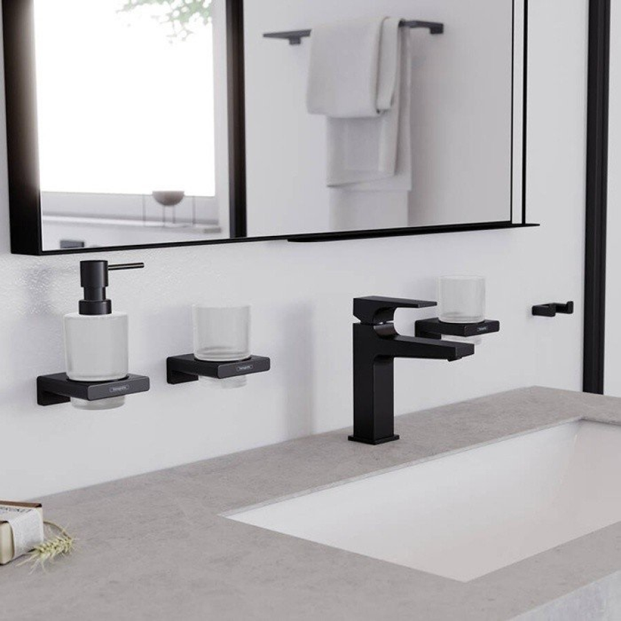 Стакан для зубных щёток Hansgrohe AddStoris Q, настенный, стекло/металл, цвет матовый/чёрный матовый - изображение 1