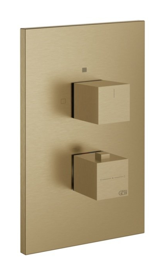 Термостат Gessi Rettangolo K, на 2 потребителя, 221х141х52 мм, встраиваемый, цвет Warm Bronze Brushed PVD