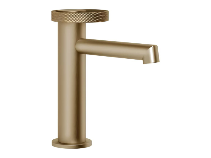 На изображении товар Смеситель для раковины Gessi Anello, низкий, однорычажный, без донного клапана цвет Warm Bronze Brushed PVD от официального представителя в Москве