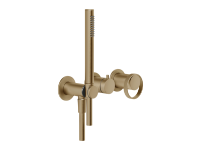 Смеситель для ванны/душа Gessi Anello, настенный, однорычажный, встраиваемый, h245 мм, цвет Warm Bronze Brushed PVD