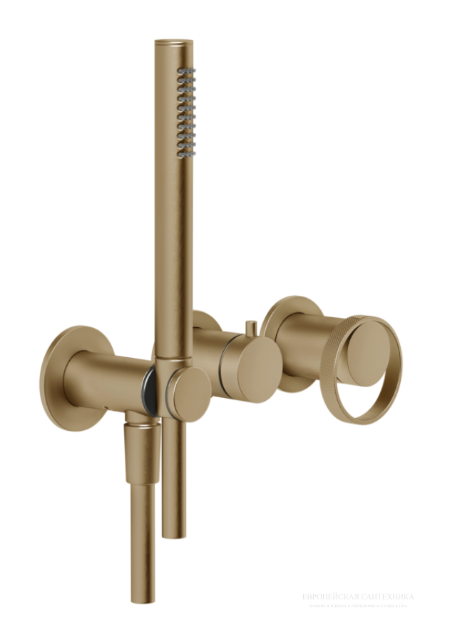 Смеситель для ванны/душа Gessi Anello, настенный, однорычажный, встраиваемый, h245 мм, цвет Warm Bronze Brushed PVD