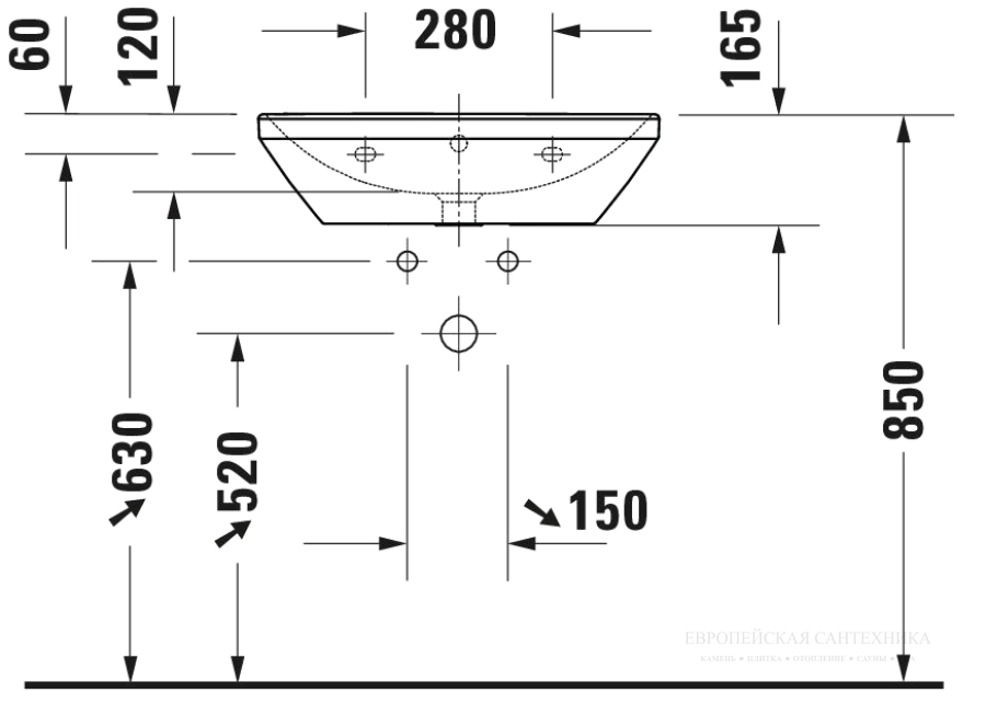 Раковина Duravit D-Neo подвесная, 600x440 мм, с переливом, 1 отверстие под смеситель, цвет белый - изображение 8