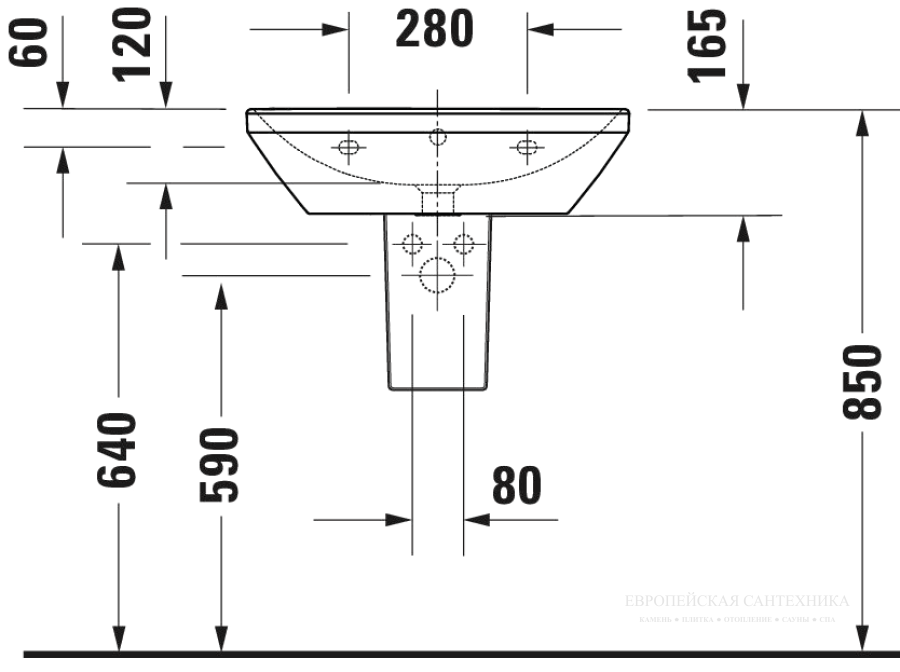 Раковина Duravit D-Neo подвесная, 600x440 мм, с переливом, 1 отверстие под смеситель, цвет белый - изображение 9