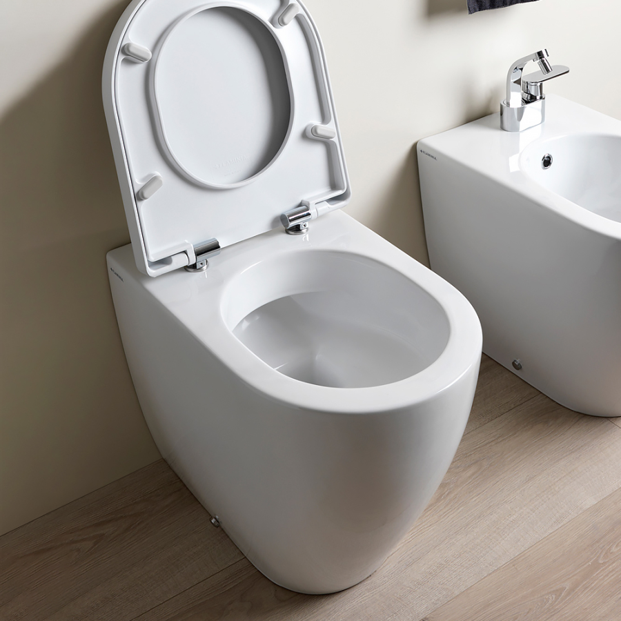 Унитаз Flaminia Link, напольный, 560х365 мм, приставной, безободковый с системой goclean, цвет Cenere - изображение 3