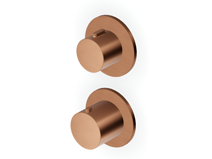 На изображении товар Термостат для душа Zucchetti Pan S, встраиваемый, с переключателем на 2 потребителя, вертикально/горизонтальная установка, цвет брашированная медь PVD от официального представителя в Москве