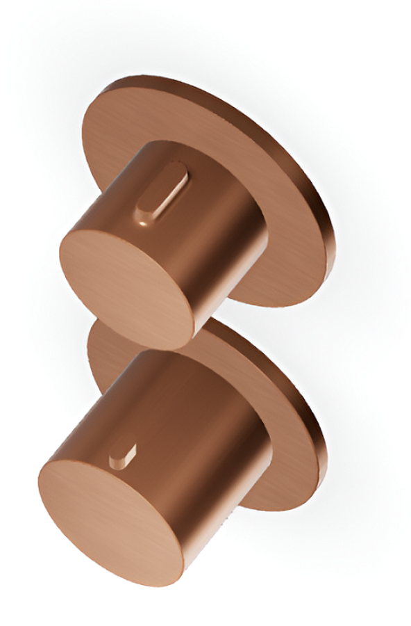 Термостат для душа Zucchetti Pan S, встраиваемый, с переключателем на 2 потребителя, вертикально/горизонтальная установка, цвет брашированная медь PVD - изображение 1