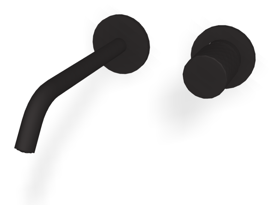 Смеситель для раковины Carlo Frattini Spillo Tech, ручка X Collection, настенный, с донным клапаном Click-Clack, излив 210 мм, внешняя часть, цвет чёрный матовый