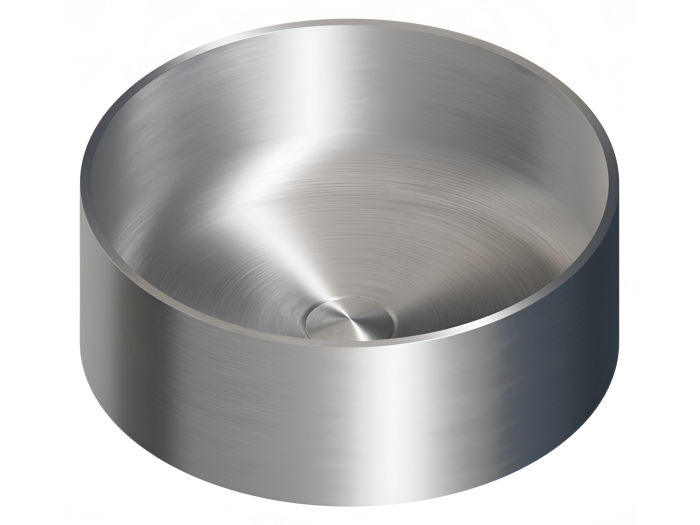 На изображении товар Раковина накладная Newform Solo Steel E L, Ø355х138 мм, в комплекте донный клапан, нержавеющая сталь, цвет PVD Brushed gun metal от официального представителя в Москве