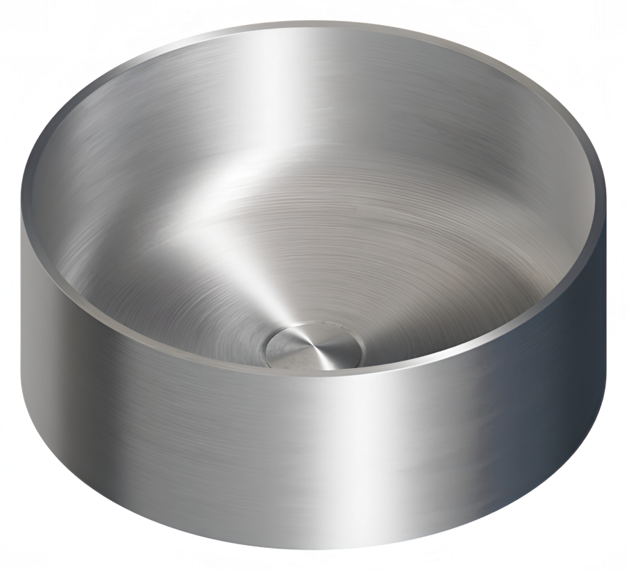 Раковина накладная Newform Solo Steel E L, Ø355х138 мм, в комплекте донный клапан, нержавеющая сталь, цвет PVD Brushed gun metal