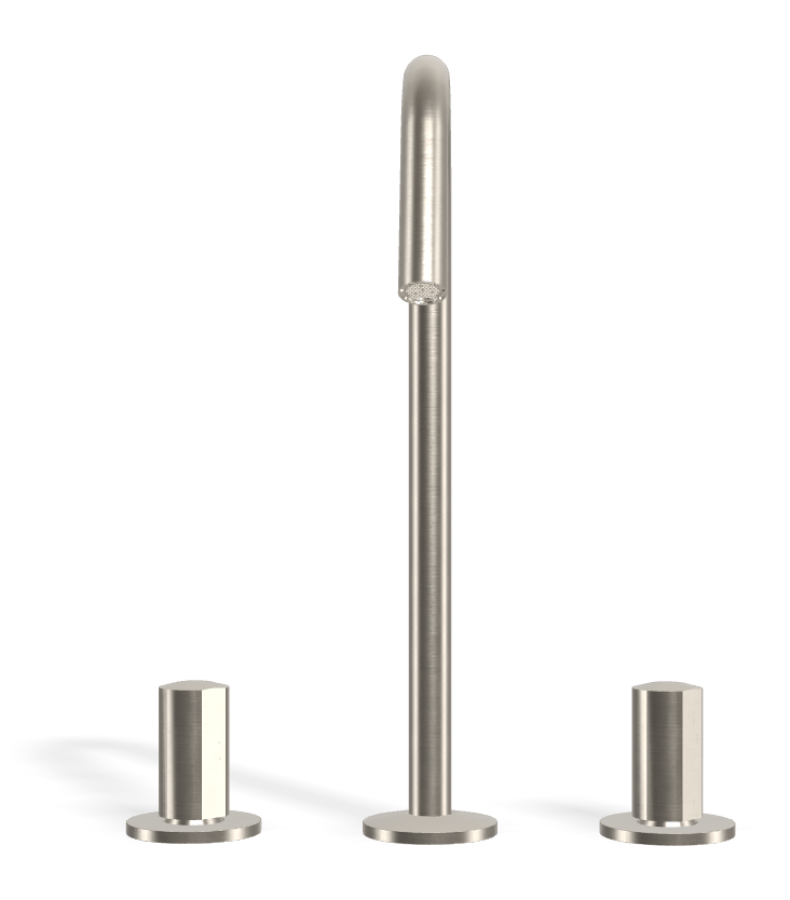 Смеситель для раковины Carlo Frattini SO, без ручек, с вращающимся изливом Ø18 мм, донным клапаном Click-Clack, 2 гибкими шлангами, Н-319 мм, цвет никель брашированный - изображение 1