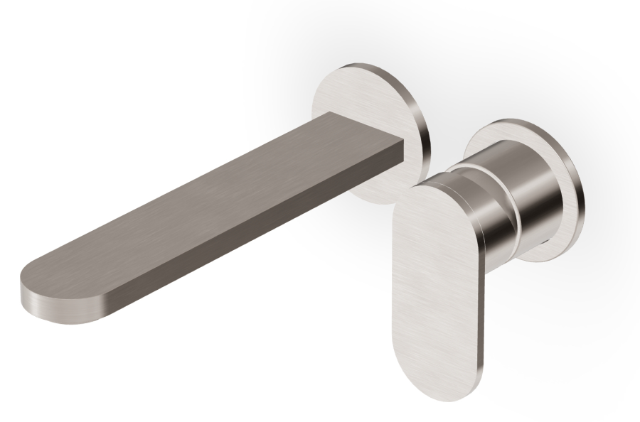 Смеситель для раковины Zucchetti Octo, встраиваемый, однорычажный,  с аэратором, вылет излива 180 мм, внешняя часть, цвет брашированный никель