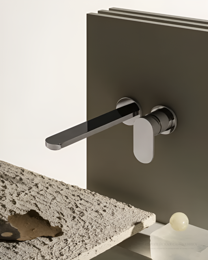 Смеситель для раковины Zucchetti Octo, встраиваемый, однорычажный,  с аэратором, вылет излива 180 мм, внешняя часть, цвет брашированный никель - изображение 1