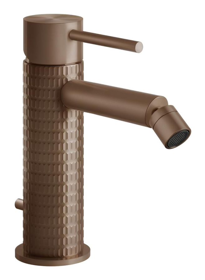 Смеситель для биде Gessi316, с донным клапаном, цвет Copper Brushed PVD