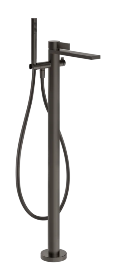 Смеситель для ванны Gessi Inverso, напольный, с переключателем и ручным душем, внешняя часть, цвет Black Metal Brushed PVD