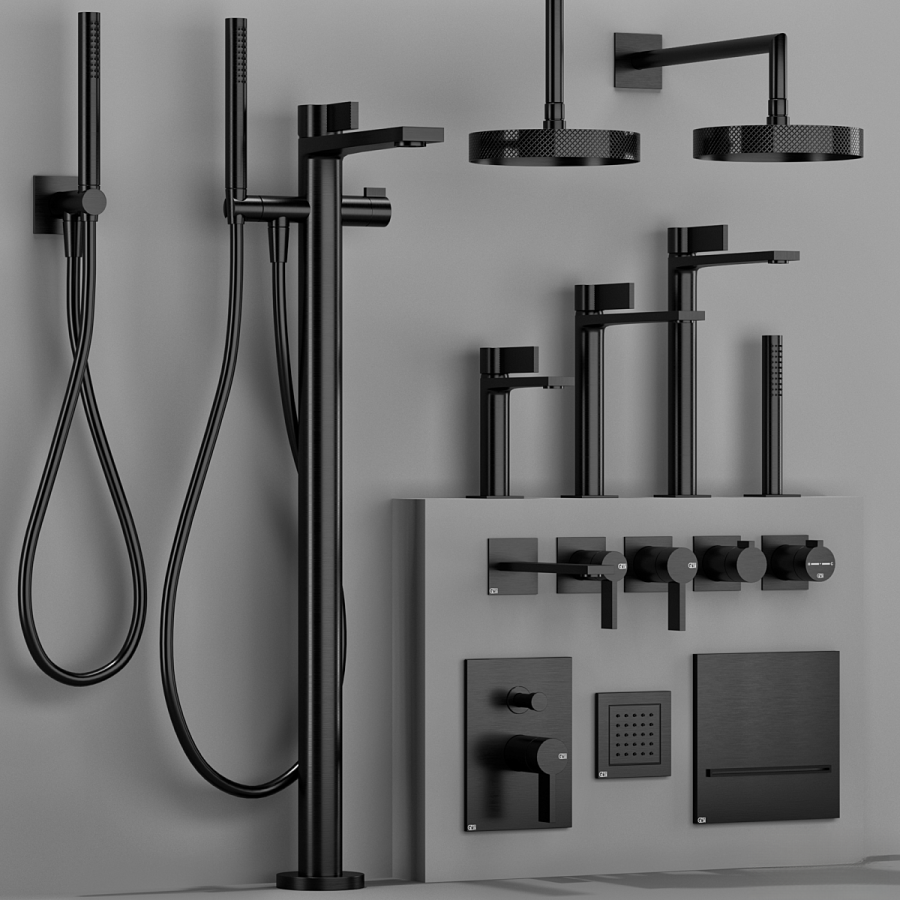 Смеситель для ванны Gessi Inverso, напольный, с переключателем и ручным душем, внешняя часть, цвет Black Metal Brushed PVD - изображение 3